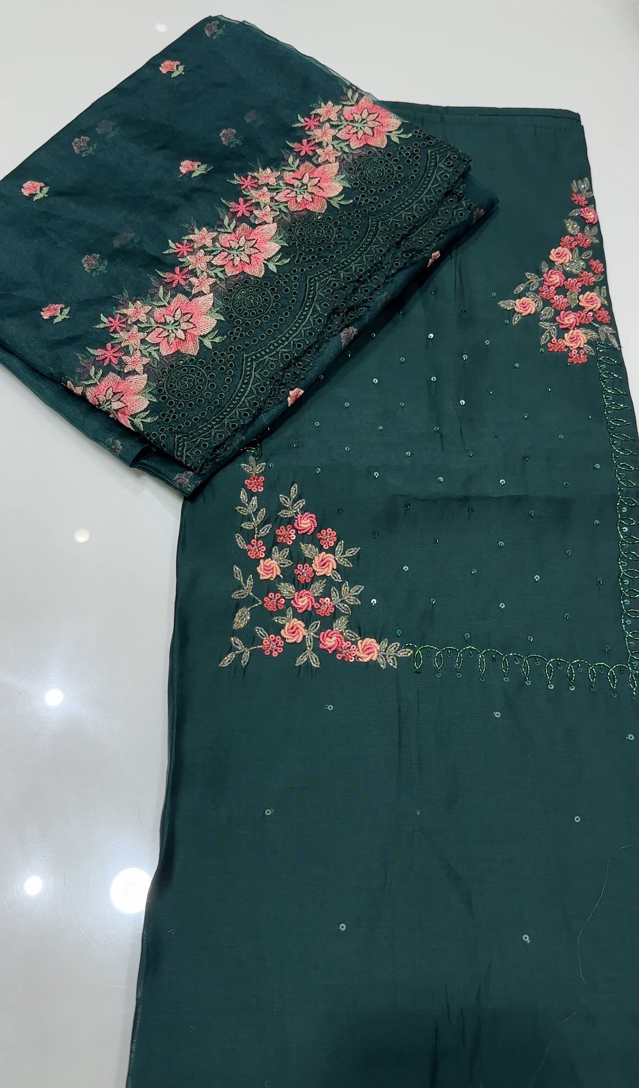 BANARASI CHANDERI UNSTITCHED SALWAR SUITS - IHA 18853