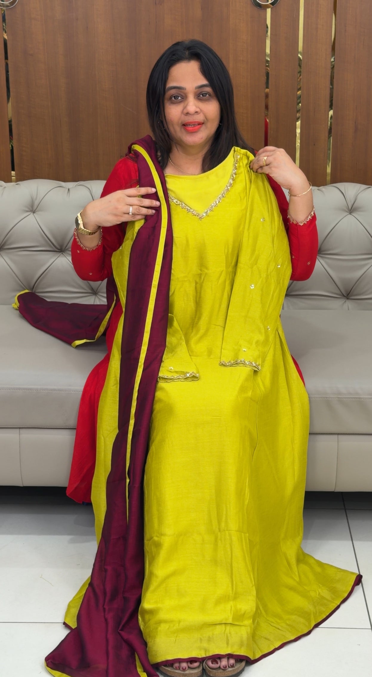 IHA'S IN-HOUSE SEMI RAW SILK ALINE TOP AND DUPATTA - IHA 29778