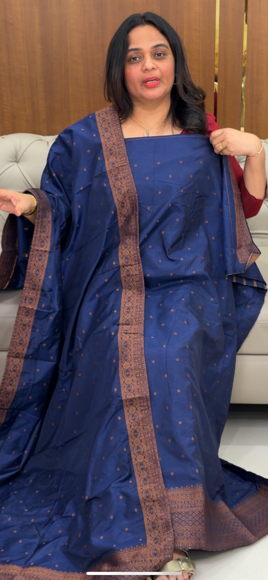 SEMI BANARASI UNSTITCHED SALWAR SUITS - IHA 29852