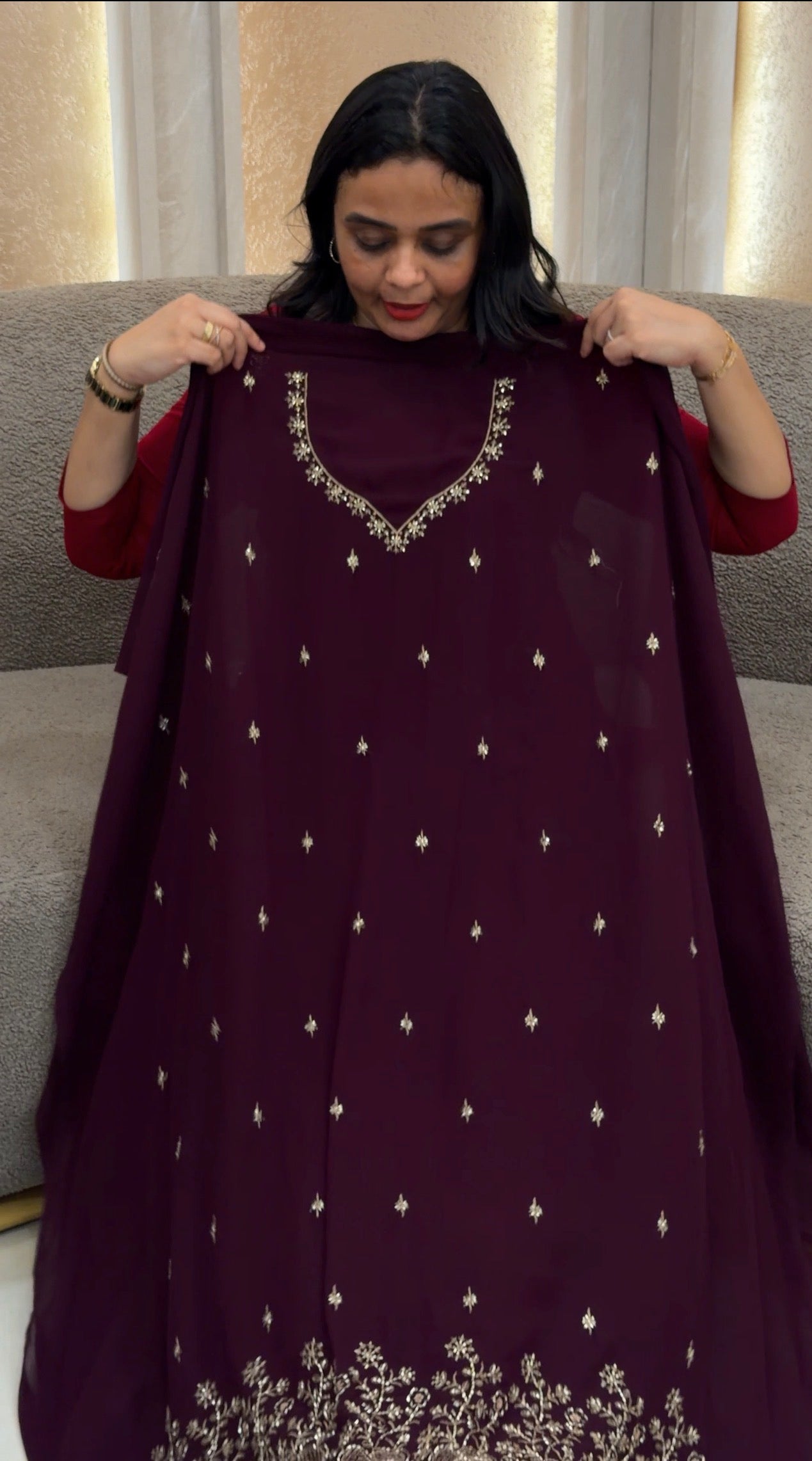 HANDWORKED UNSTITCHED SALWAR SUITS - IHA 33255