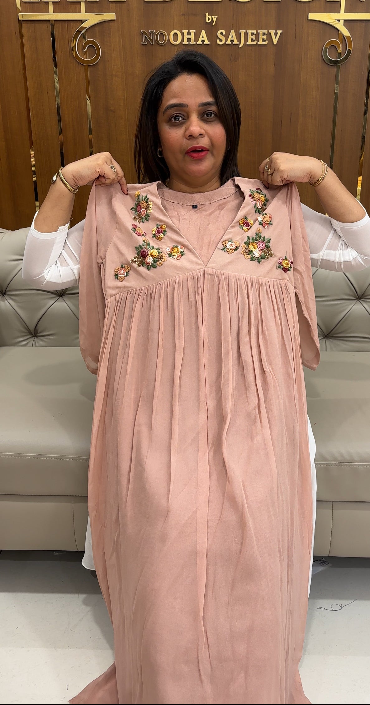 HAND WORKED GEORGETTE ALINE TOPS - IHA 25784