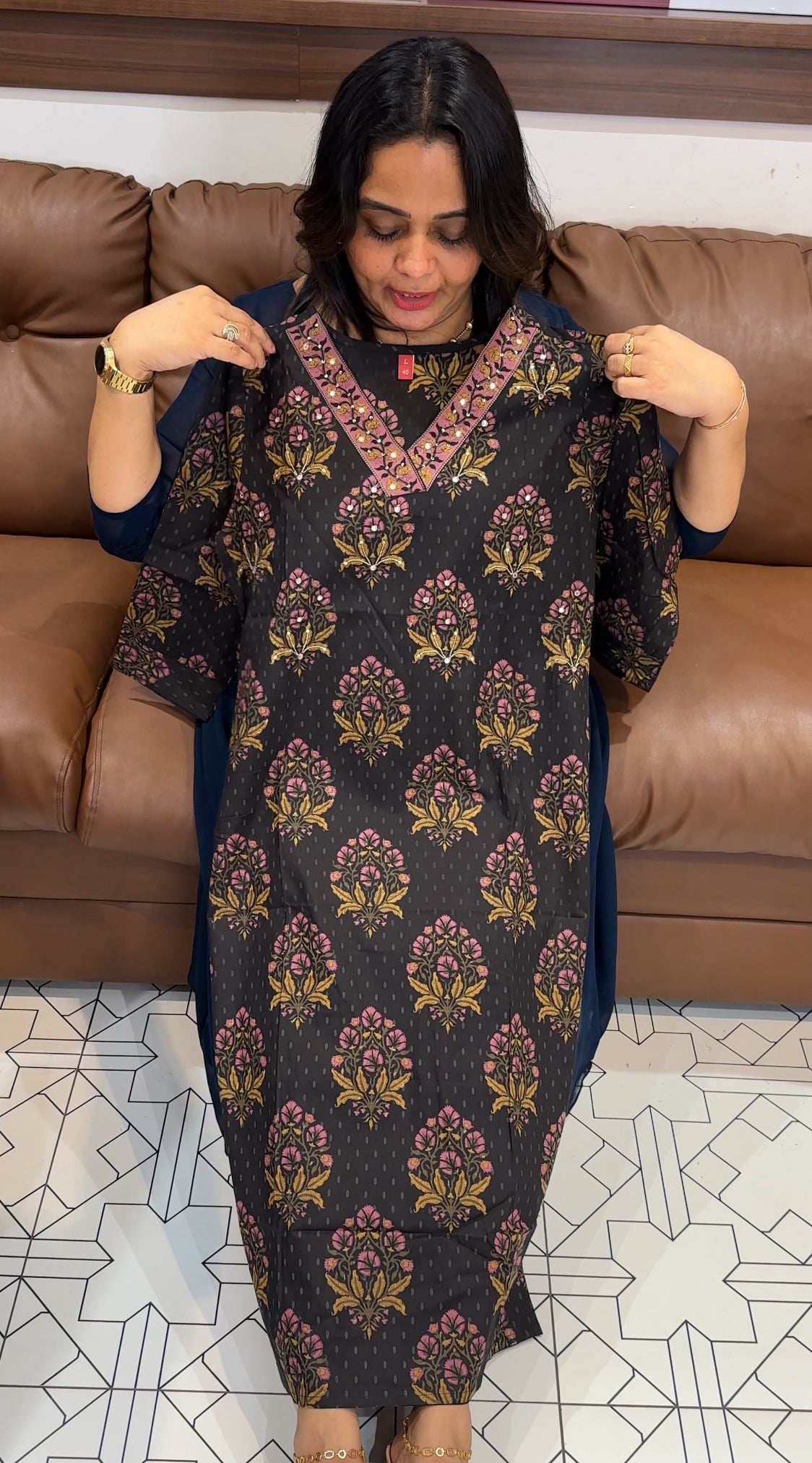 PRINTED LONG SLITTED TOPS - IHA 28270