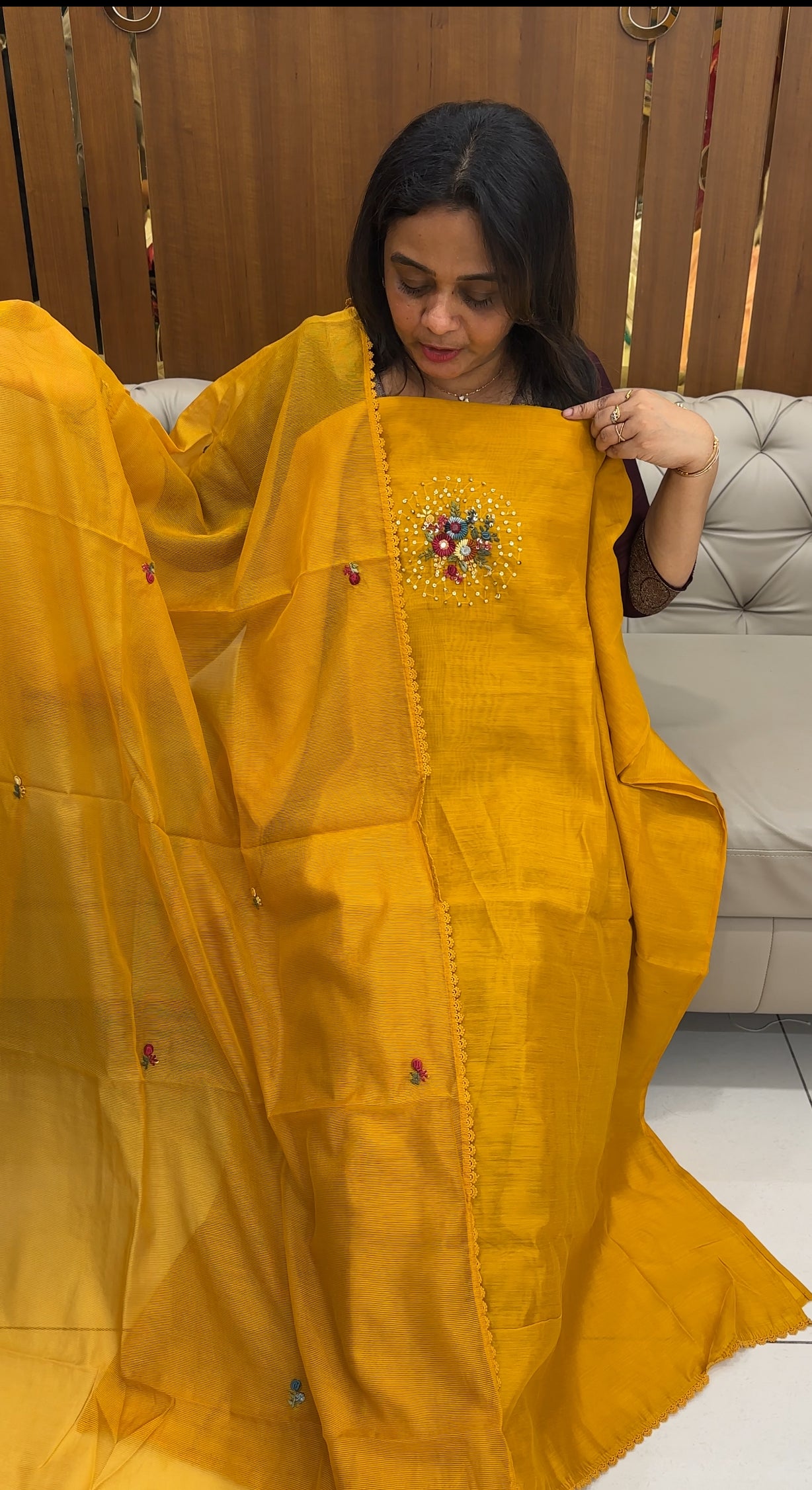 MALAI CHANDERI UNSTITCHED SALWAR SUITS - IHA 26793