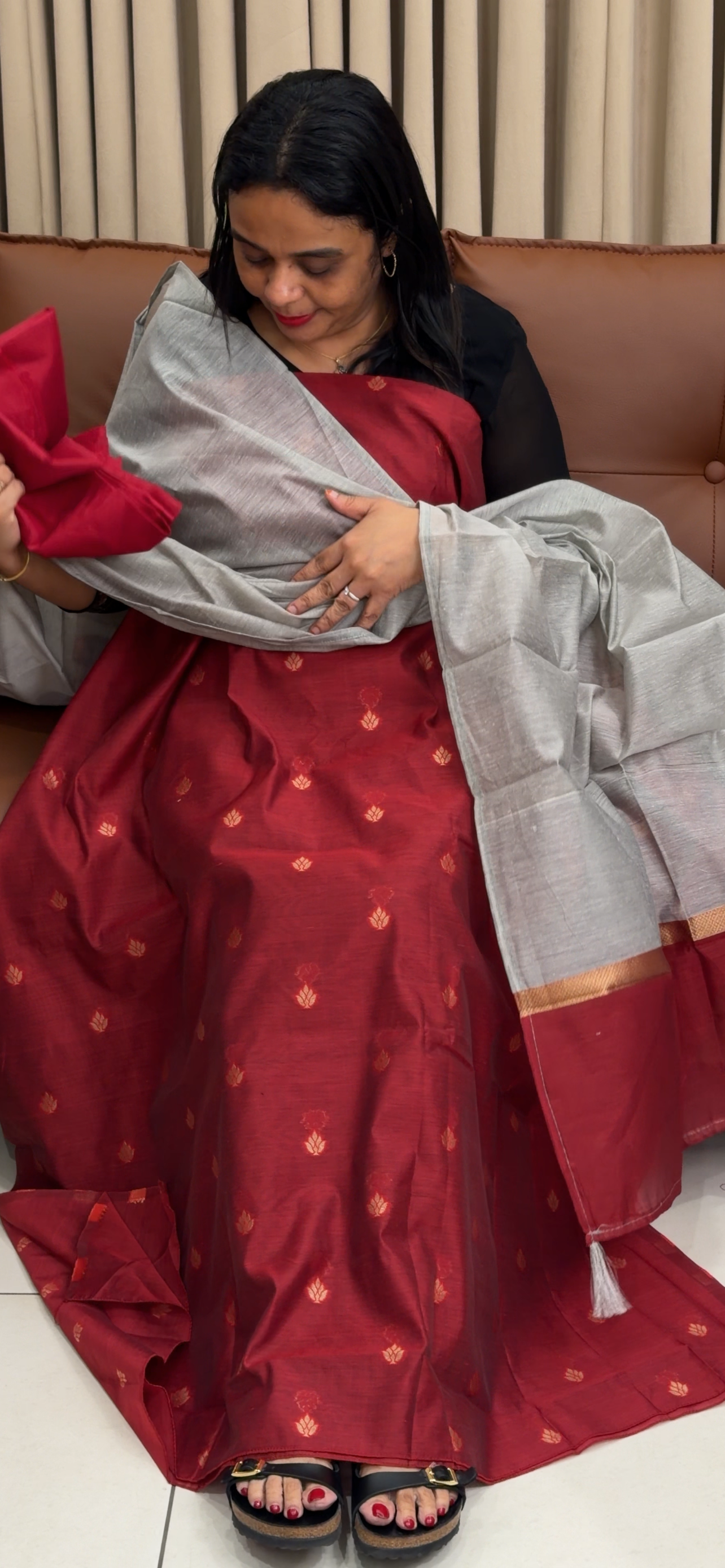 SLUB SILK UNSTITCHED SALWAR SUITS - IHA 34381