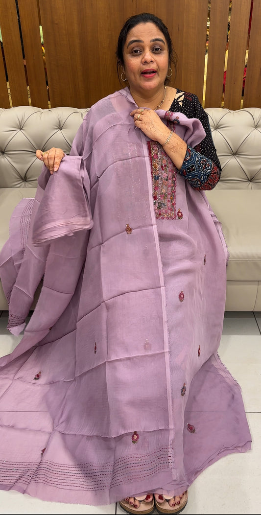 VISCOSE ORGANZA UNSTITCHED SALWAR SUITS - IHA 27623