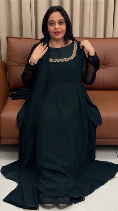 IHA'S IN-HOUSE GEORGETTE ANARKALI TOP AND DUPATTA - IHA 33739