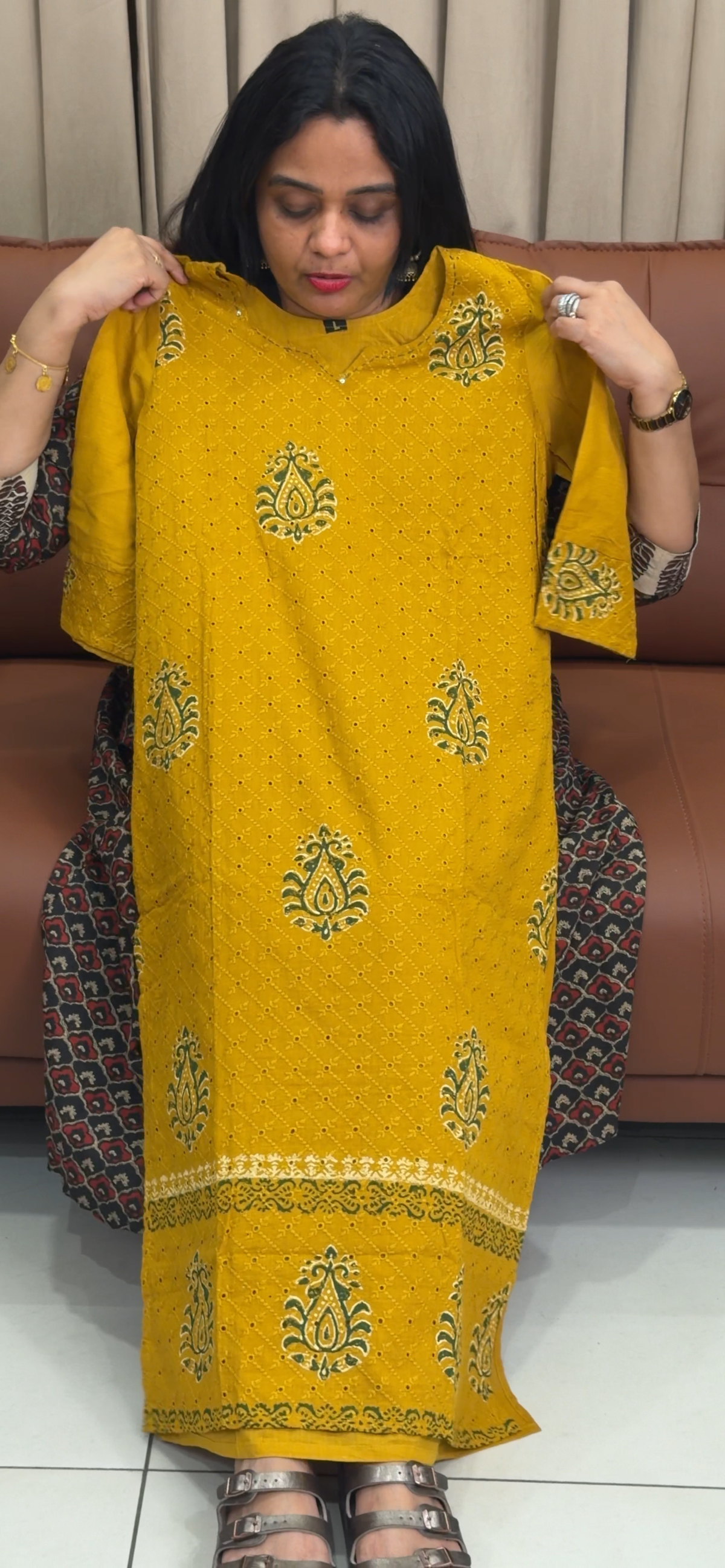 COTTON HAKOBA TOP, BOTTOM AND DUPATTA - IHA 35730