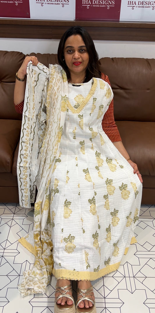 COTTON TOP, BOTTOM AND DUPATTA - IHA 22771