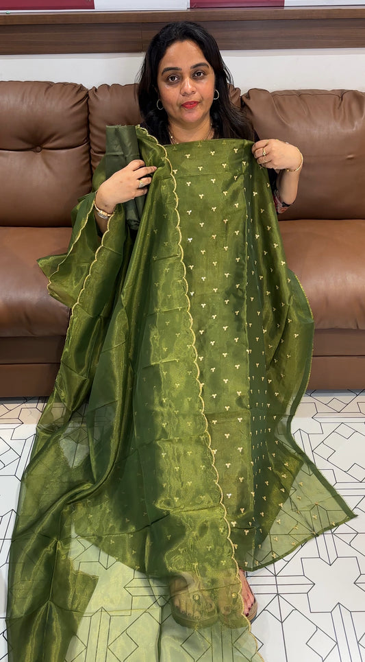 SHIMMER TISSUE UNSTITCHED SALWAR SUITS - IHA 26609
