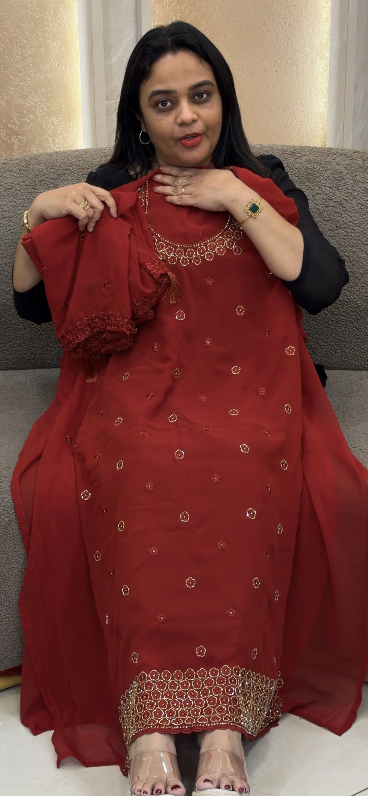 FAUX GEORGETTE UNSTITCHED SALWAR SUITS - IHA 33368
