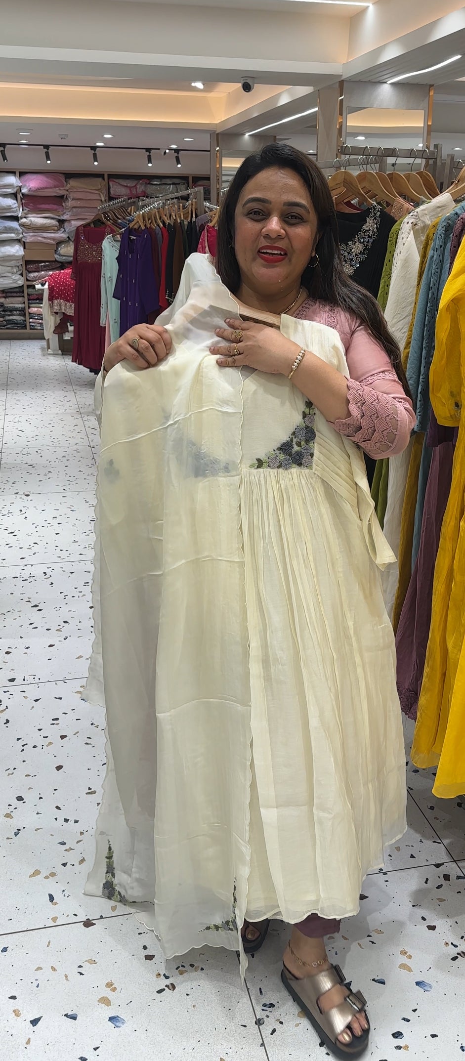 MALAI CHANDERI TOP,BOTTOM AND DUPATTA - IHA 23563