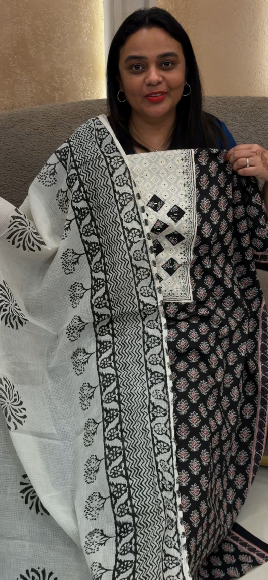 COTTON AJRAKH UNSTITCHED SALWAR SUITS - IHA 33100