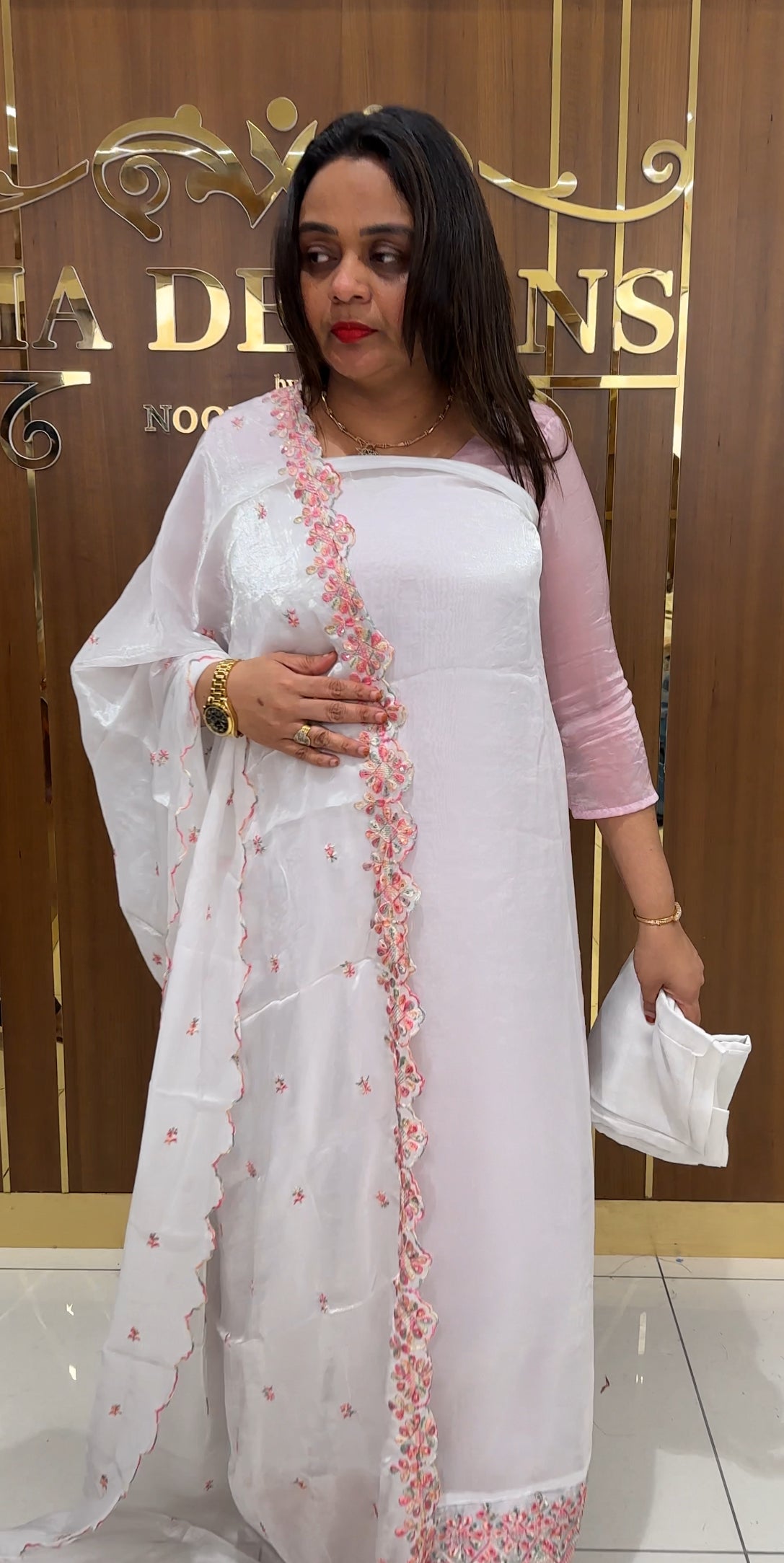 VELVET ORGANZA UNSTITCHED SALWAR SUITS- IHA 23596