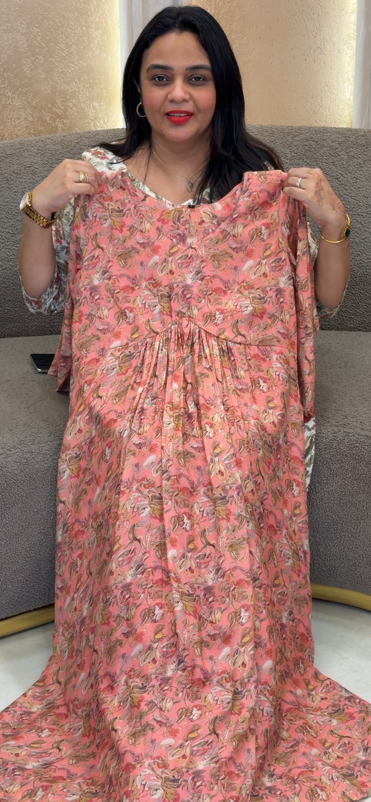 MUSLIN PRINTED LONG TOPS - IHA 33323
