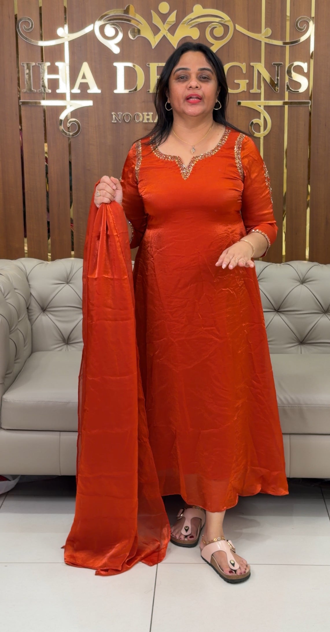 IHA'S IN-HOUSE ORGANZA SLITTED TOP AND DUPATTA - IHA 28951