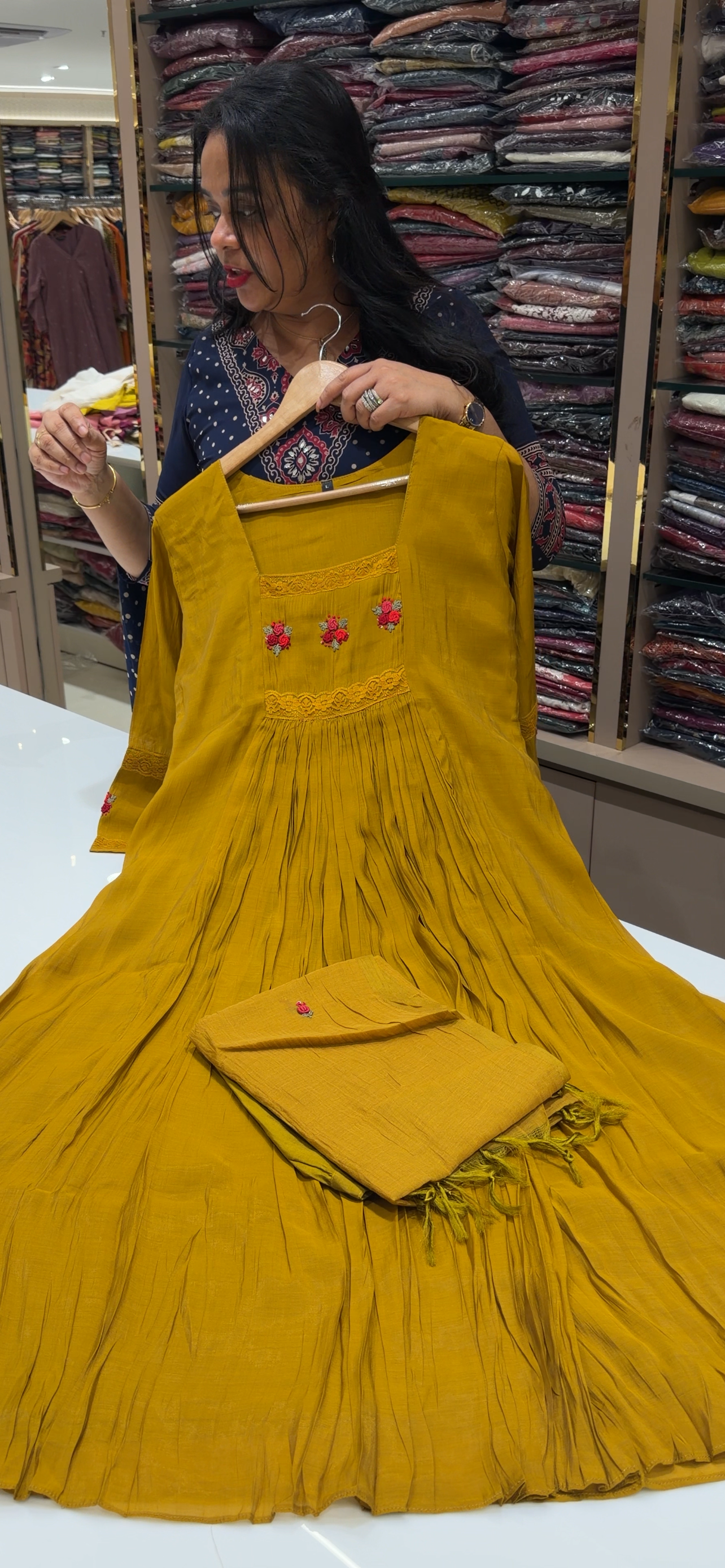 MALAI CHANDERI TOP, BOTTOM AND DUPATTA - IHA 34632