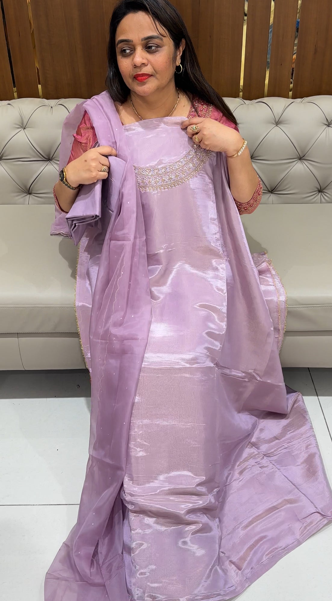 BANARASI TISSUE UNSTITCHED SALWAR SUITS - IHA 23466