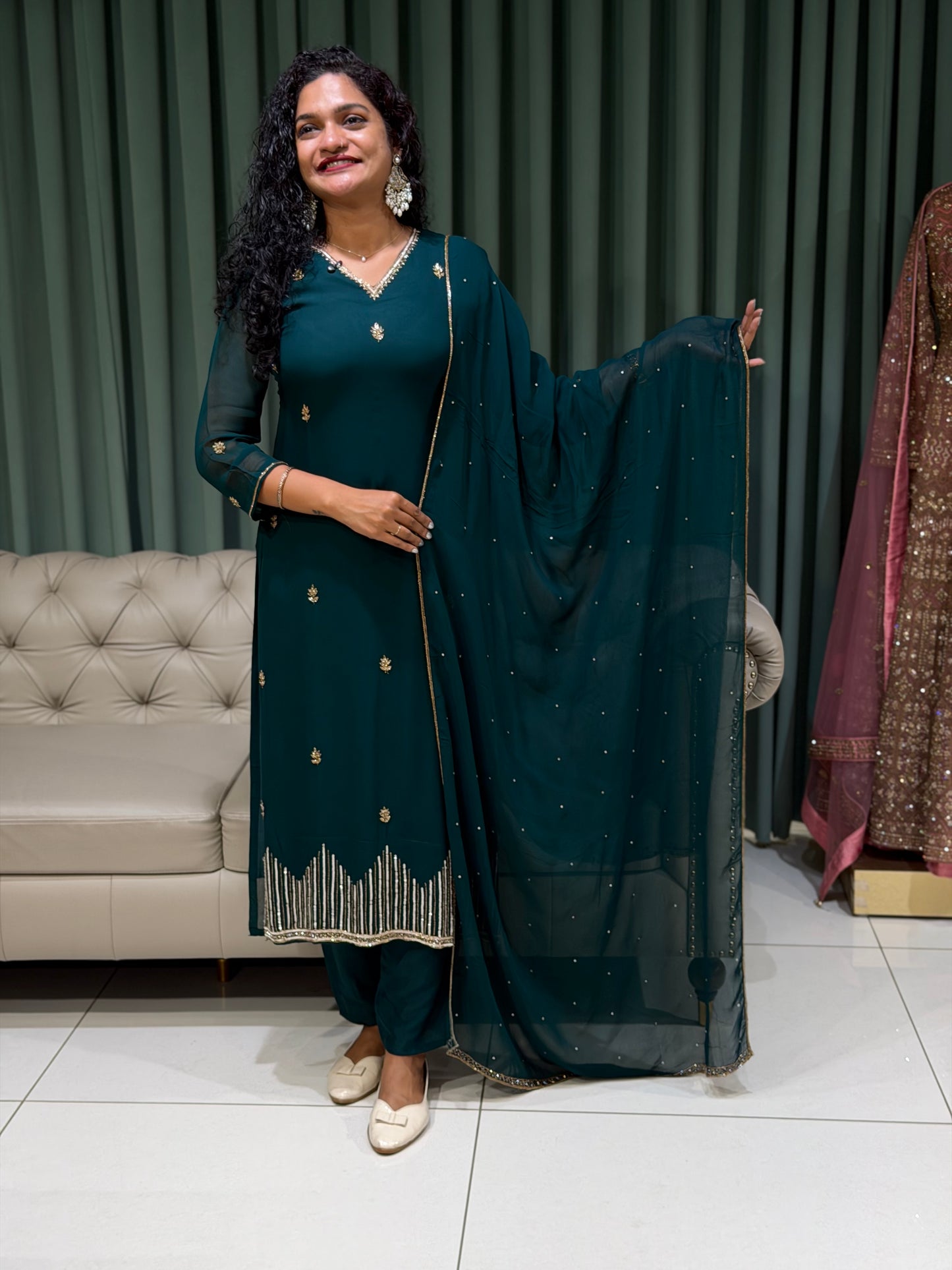 PARTY WEAR TOP, BOTTOM AND DUPATTA - IHA  29802