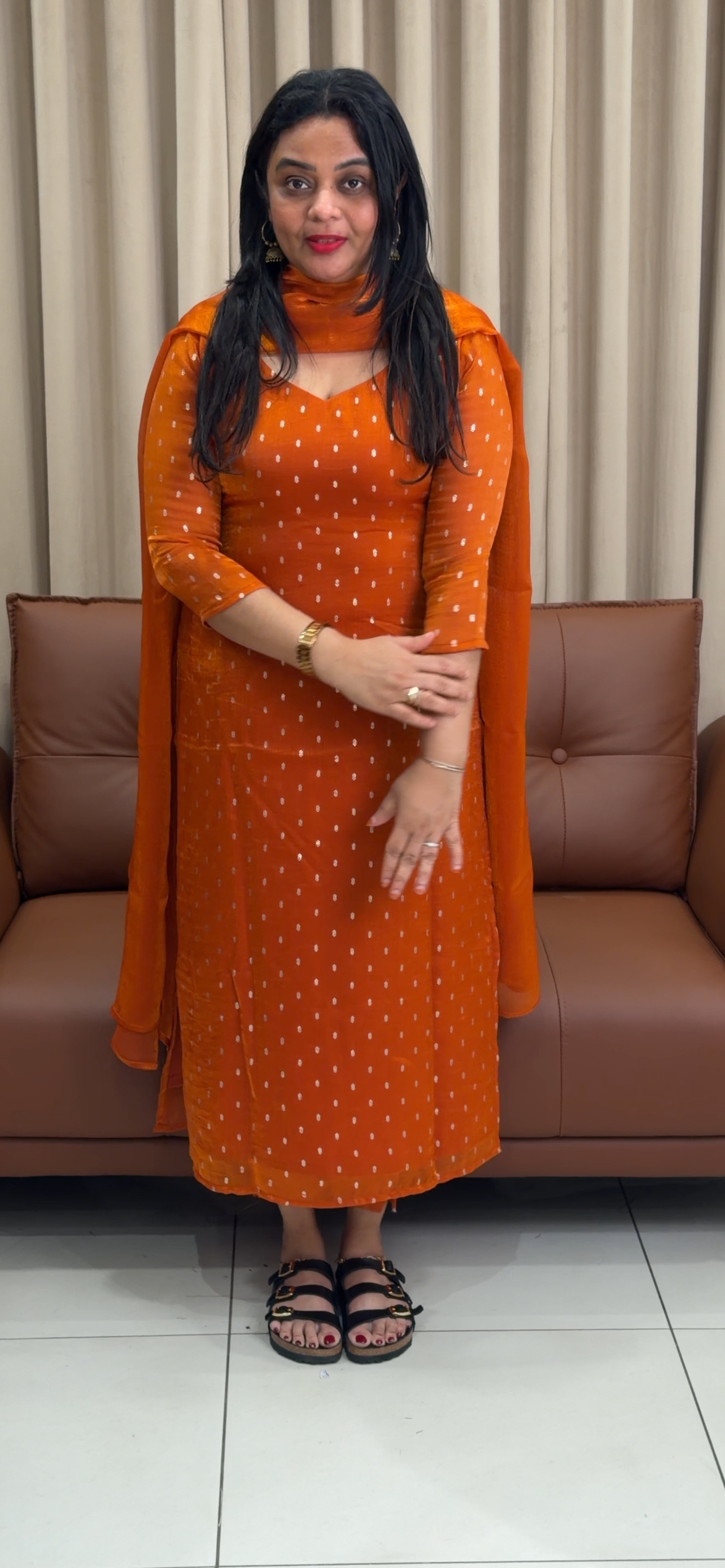 CRUSHED SILK UNSTITCHED SLAWRA SUITS - IHA 33989
