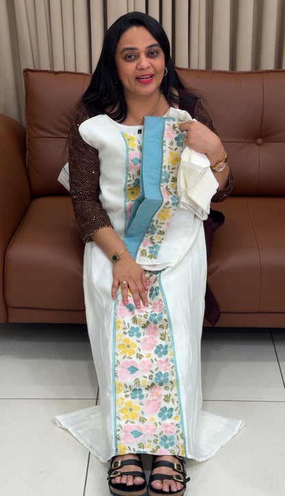 MALAI CHANDERI TOP,BOTOM AND DUPATA - IHA 34782
