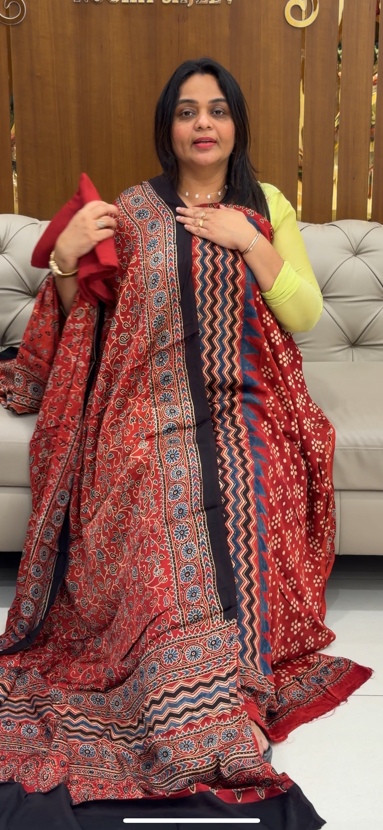 AJRAKH PRINTED MODAL UNSTITCHED SALWAR SUITS - IHA 28728