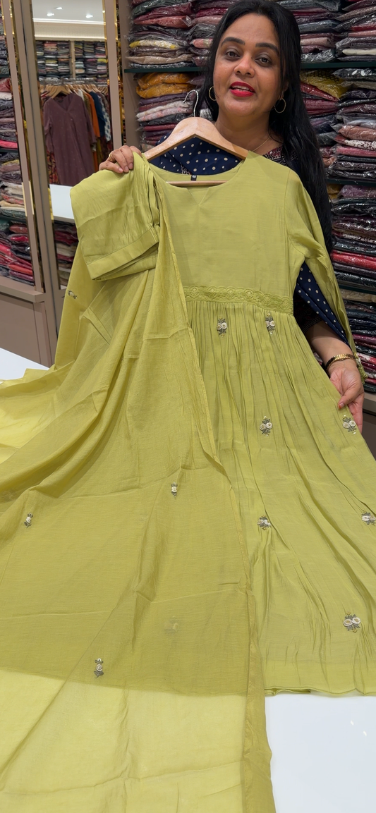MALAI CHANDERI TOP, BOTTOM AND DUPATTA - IHA 34605