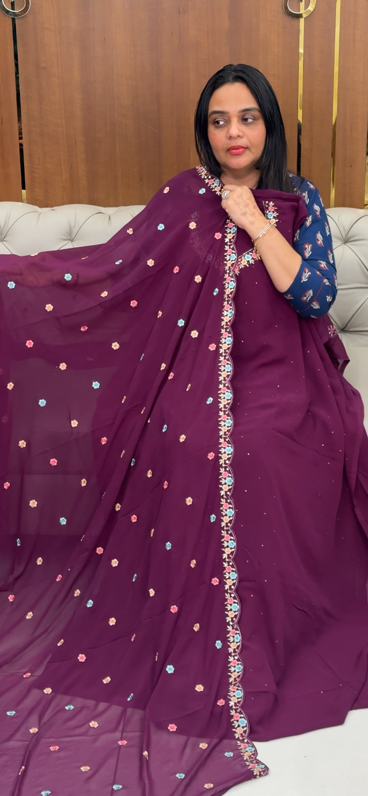 FAUX GEORGETTE UNSTITYCHED SALWAR SUITS - IHA 31956