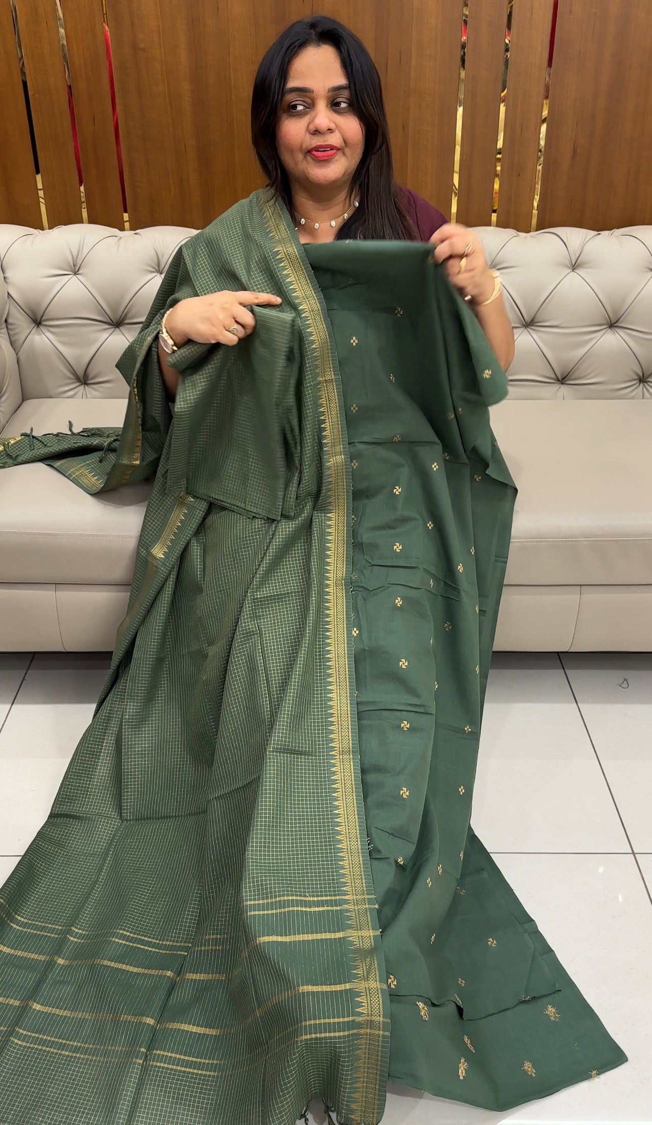 HANDLOOM COTTON UNSTITCHED SALWAR SUITS - IHA 29169