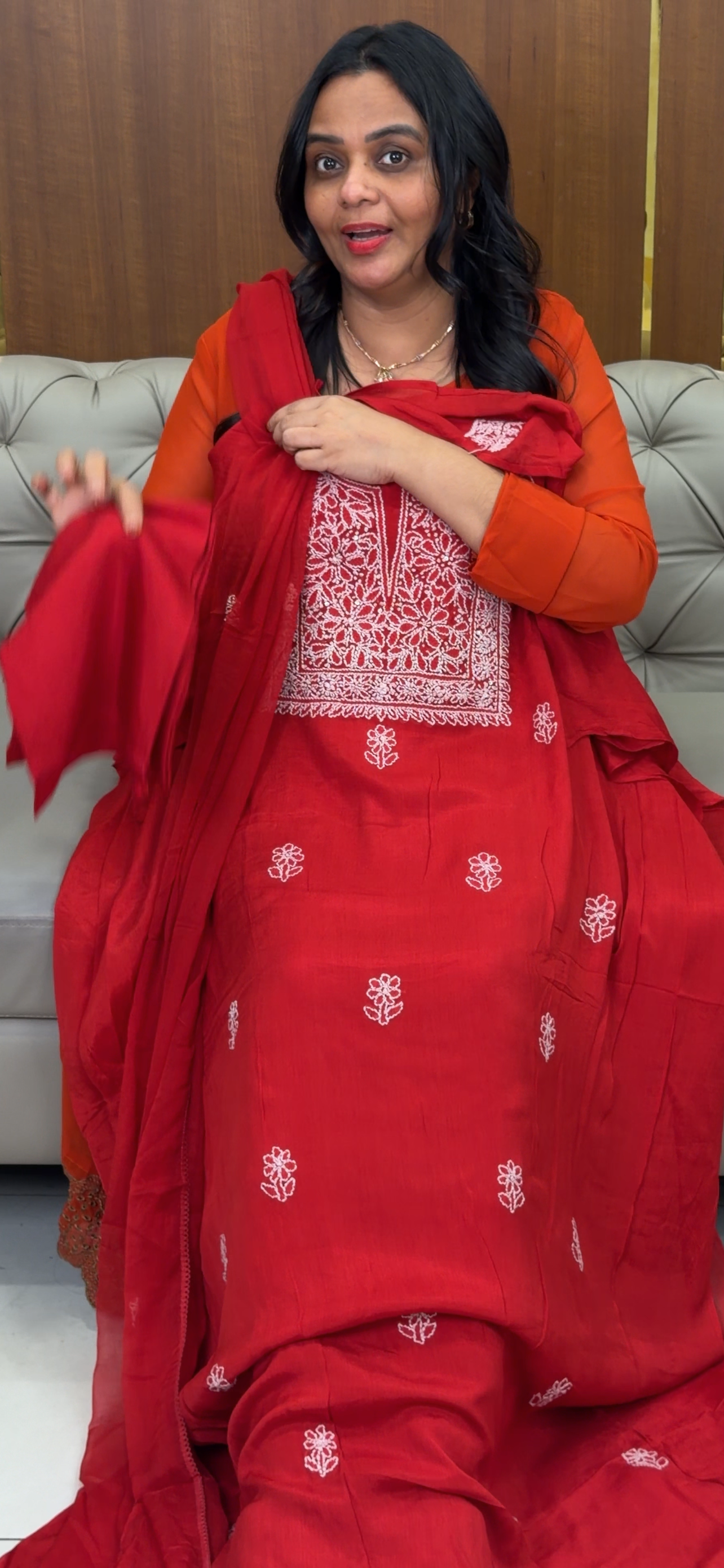 CHIKANKARI UNSTITCHED SALWAR SUITS - IHA 32538