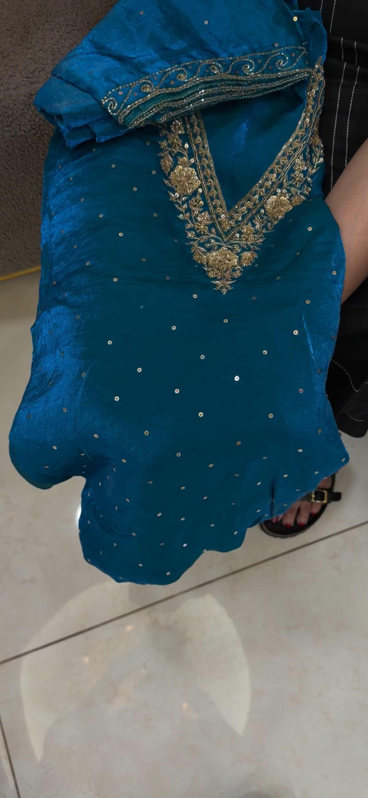 VELVET ORGANZA UNSTITCHED SALWAR SUITS - IHA 34369
