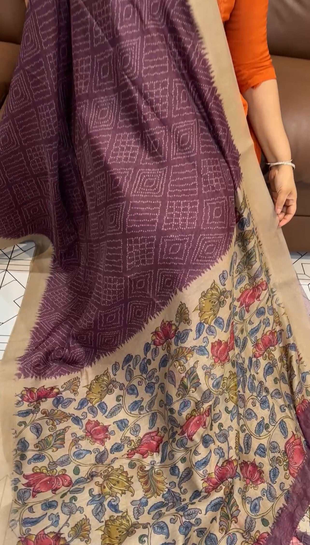 PRINTED SEMI LINEN SILK SAREE - IHA 19257