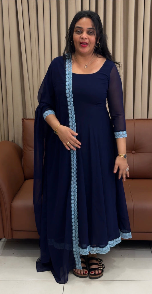 IHA'S IN-HOUSE GEORGETTE SLITTED TOP AND DUPATTA - IHA 34622