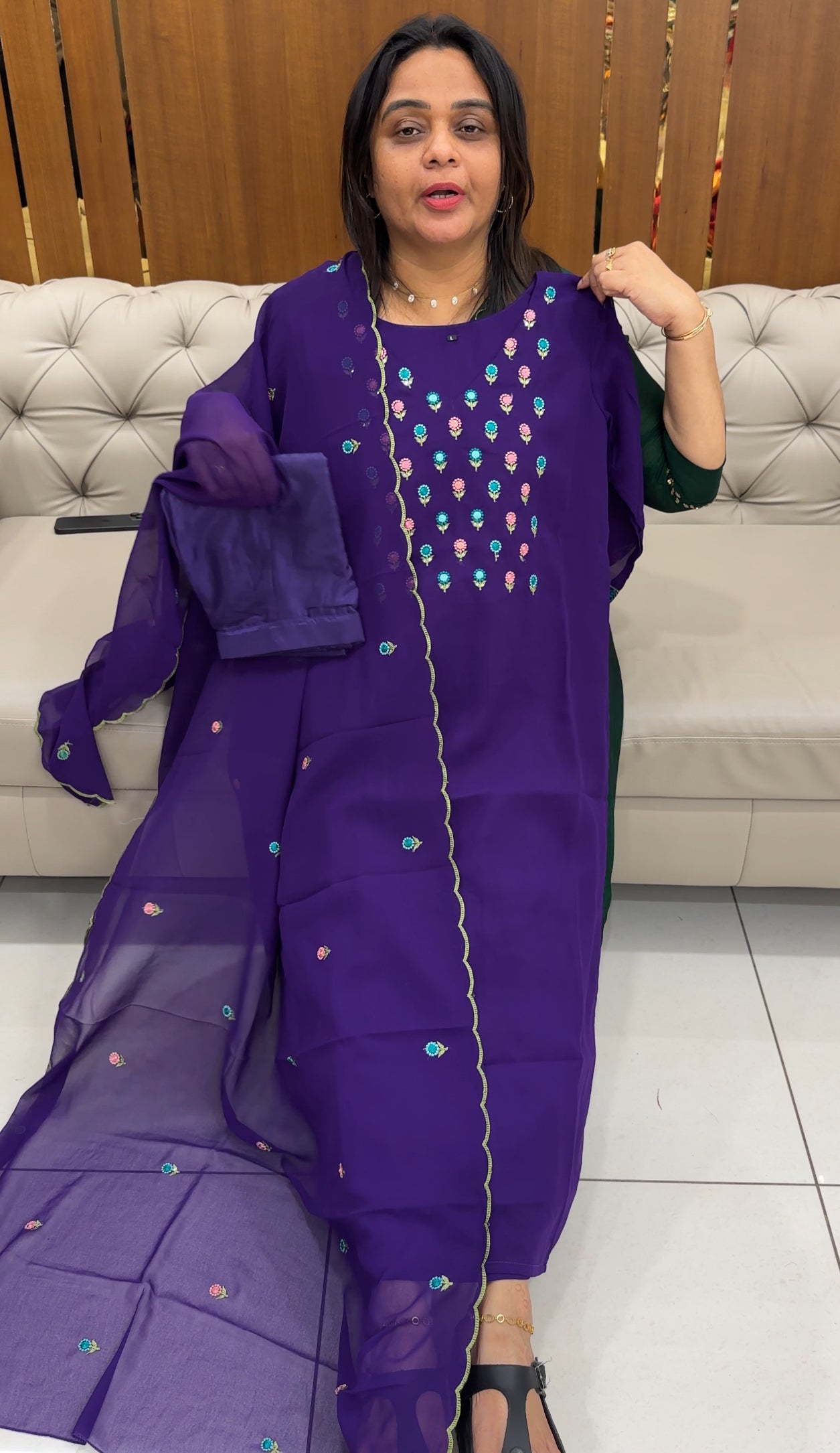 FAUX GEORGETTE TOP, BOTTOM AND DUPATTA - IHA 28550