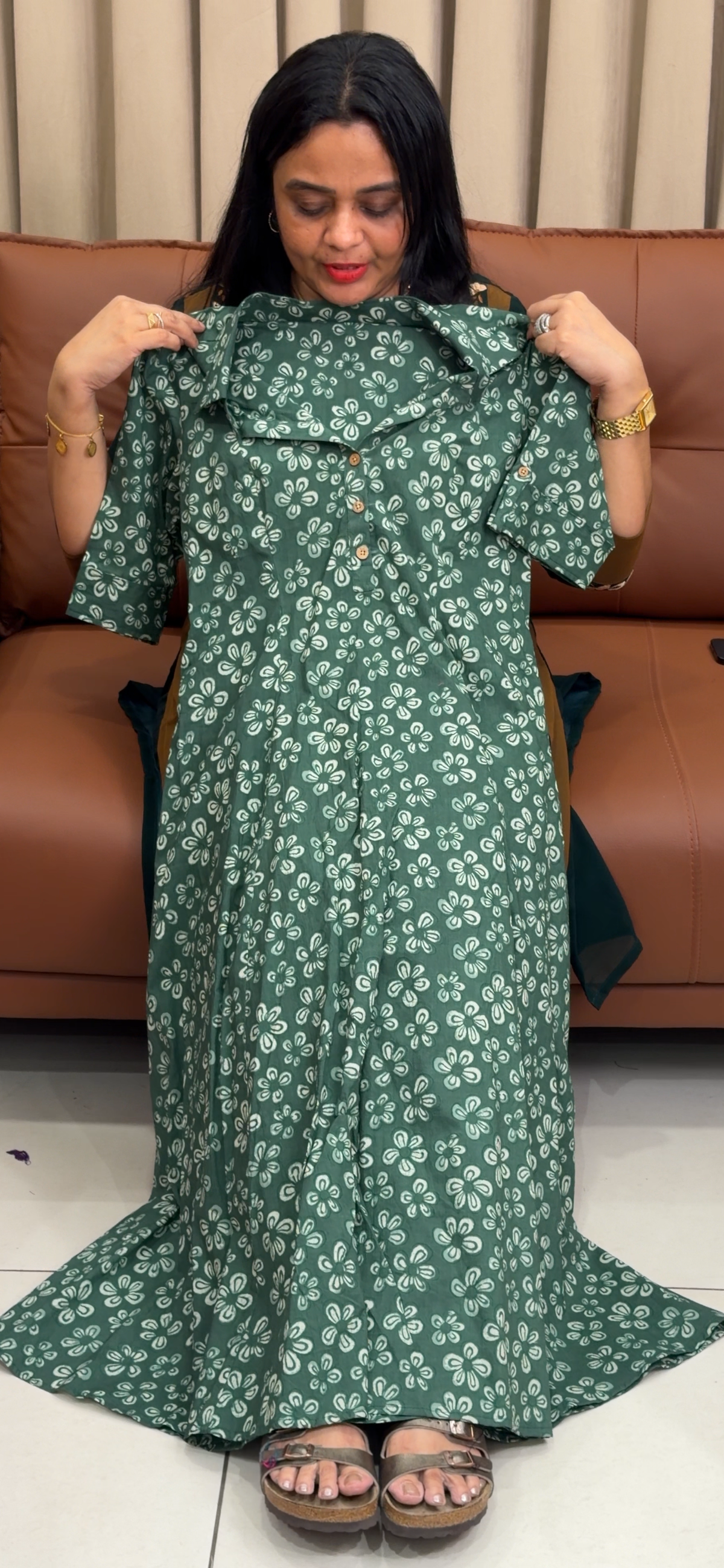 IHA'S IN-HOUSE PRINTED ALINE FROCKS - IHA 35814