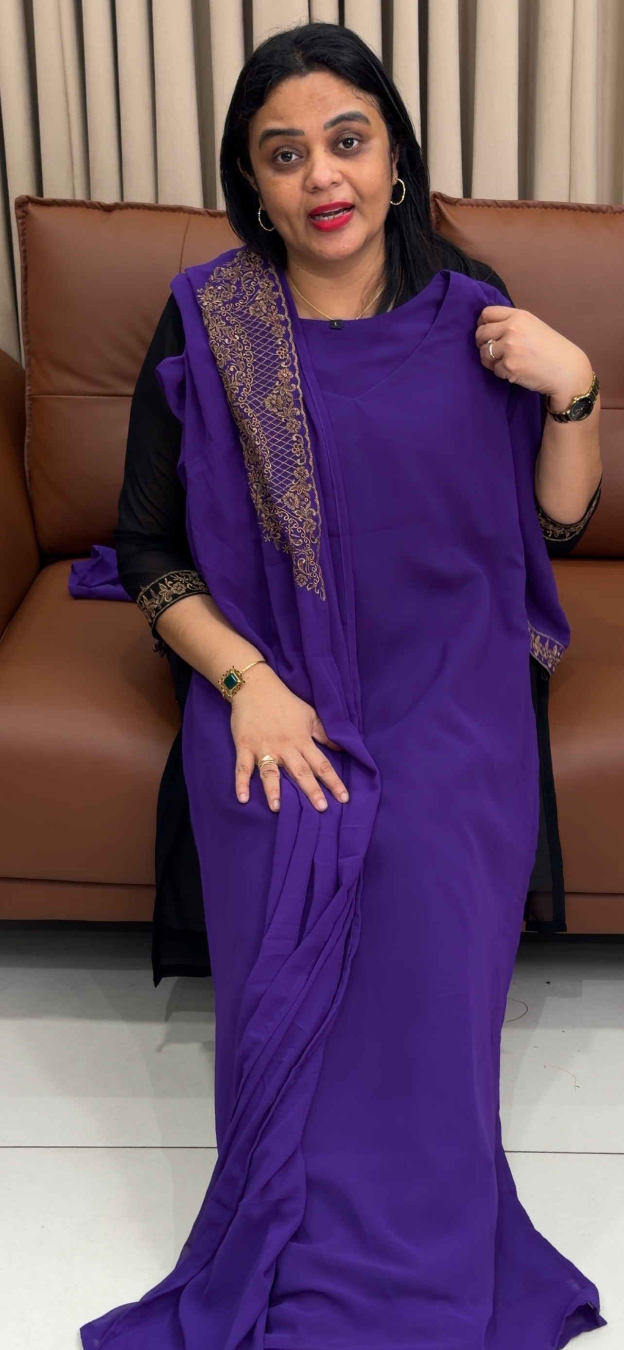 FAUX GEORGETTE TOP, BOTTOM AND DUPATTA - IHA 34379