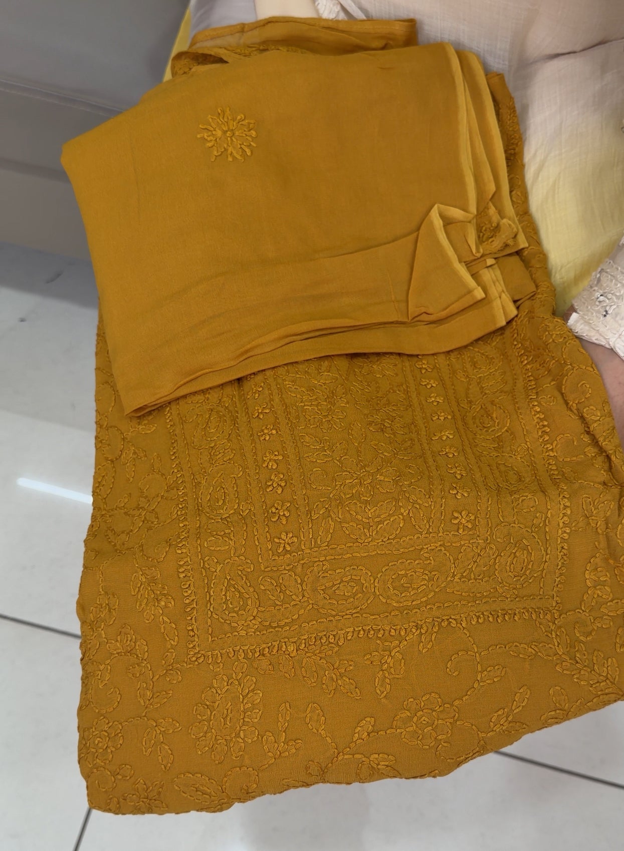 LUCKNOWI CHIKANKARI UNSTITCHED SALWAR SUITS - IHA 29111