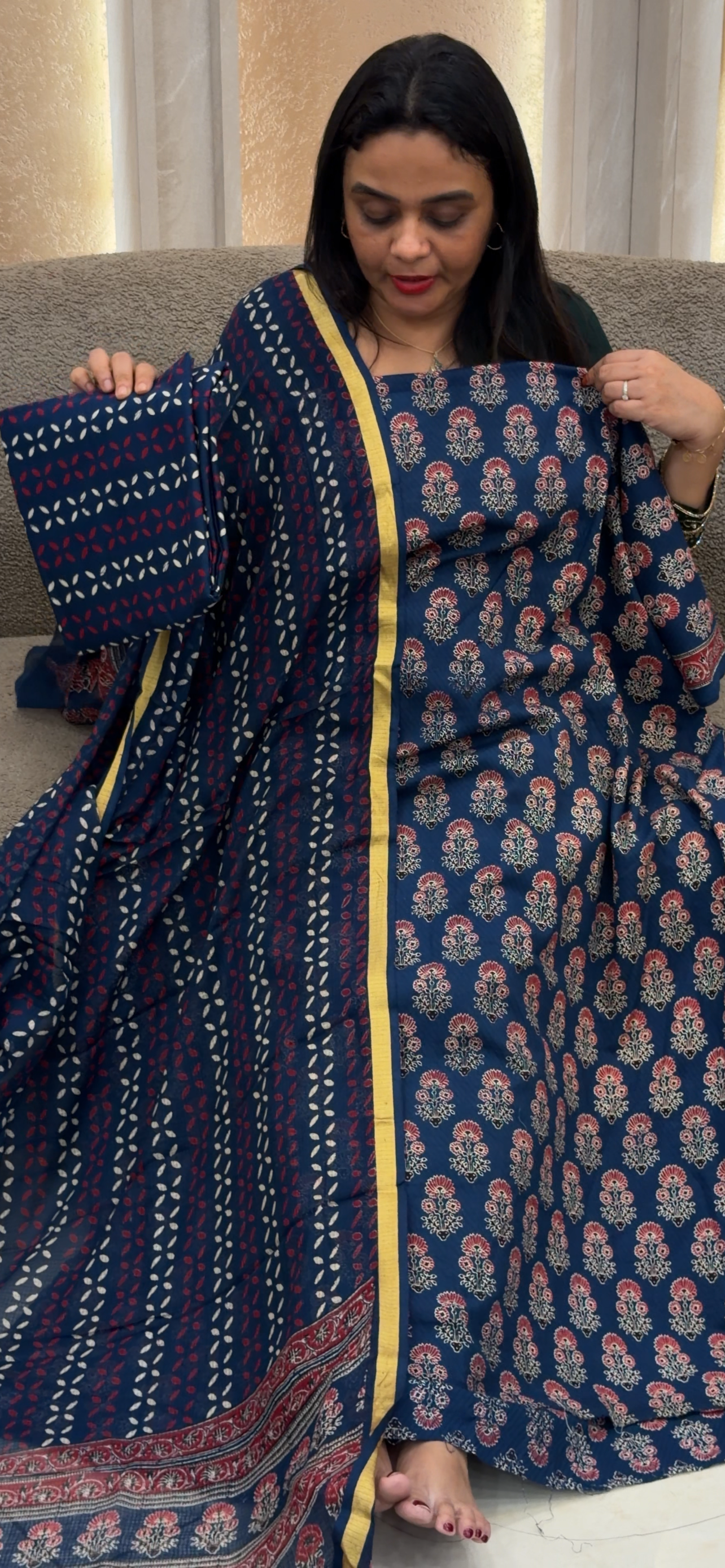 PRINTED COTTON UNSTITCHED SALWAR SUITS - IHA 33234