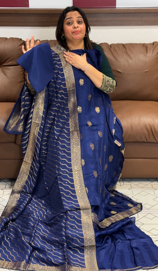 SATIN KATAN UNSTITCHED SALWAR SUITS - IHA 27390