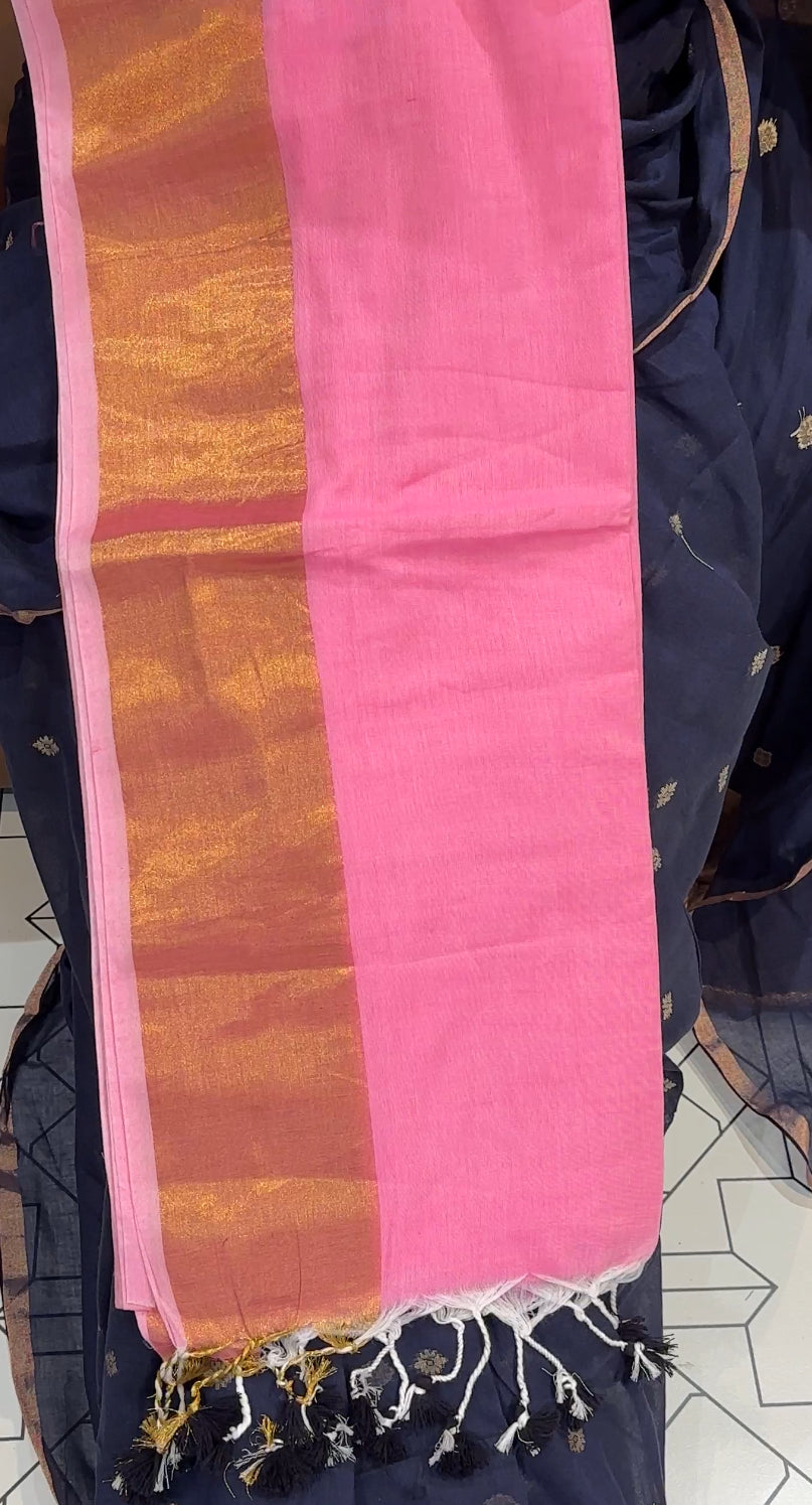 HANDLOOM  KHADDY COTTON SAREE - IHA 16638