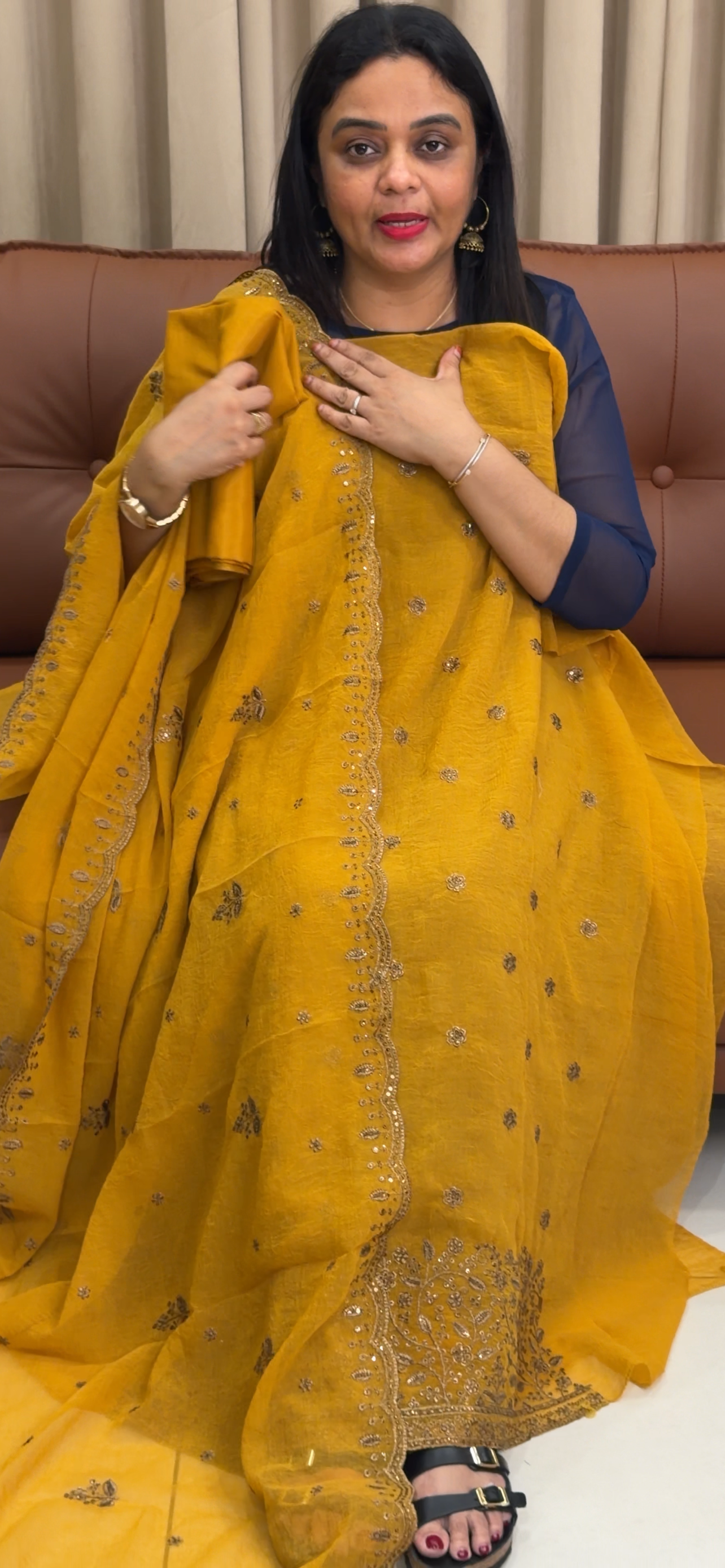 CRUSHED CHIFFON UNSTITCHED SALWAR SUITS - IHA 33967