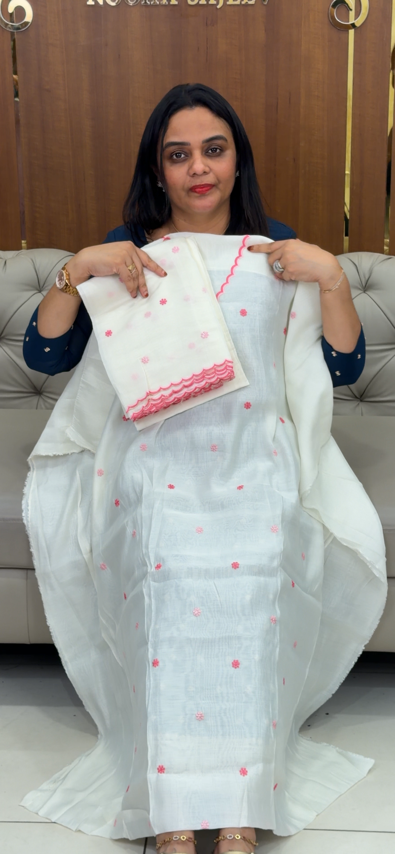 MUL CHANDERI UNSTITCHD SALWAR SUITS - IHA 32188