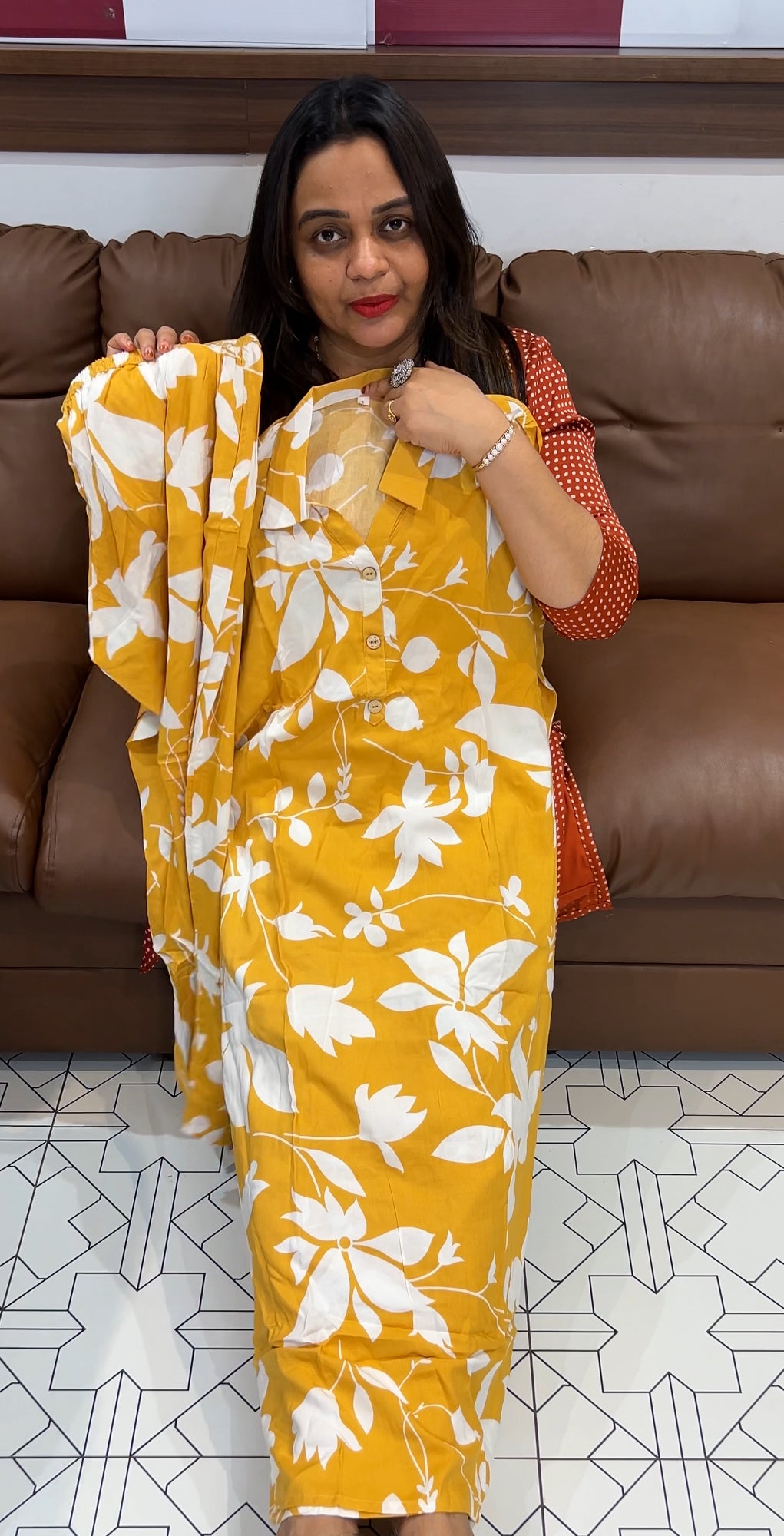 PRINTED COTTON LONG TOP AND BOTTTOM - IHA 22890