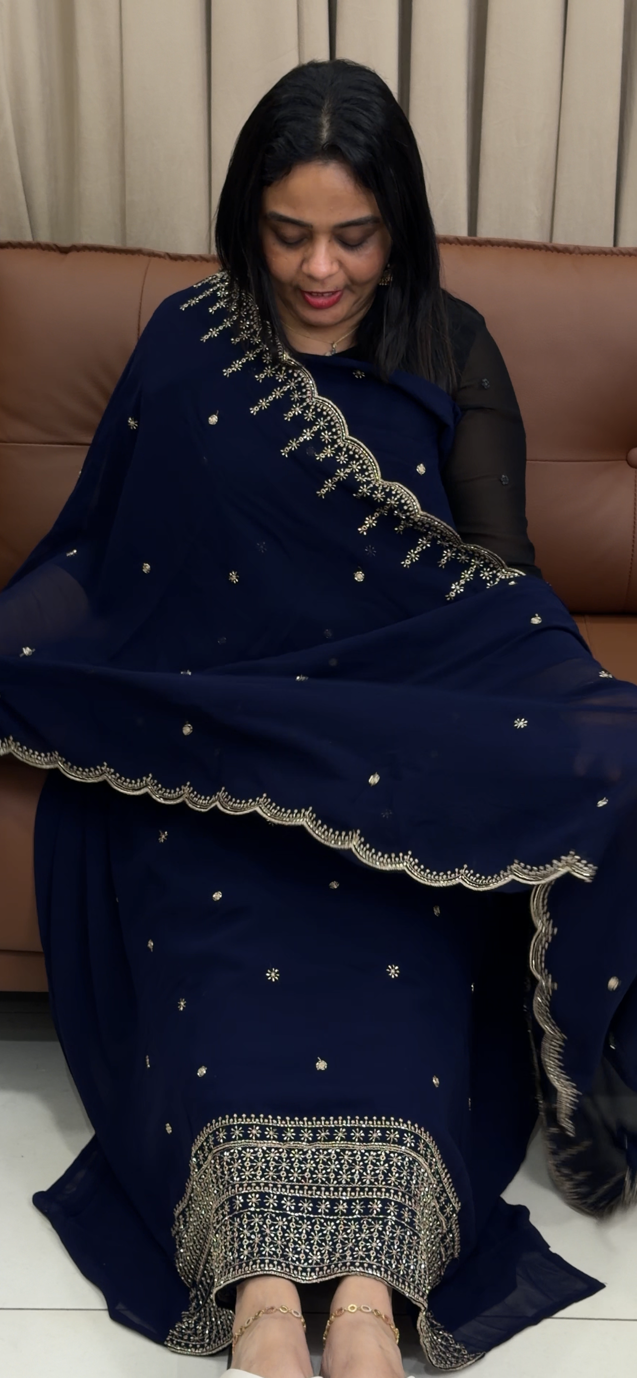 WORKED UNSTITCHED SALWAR SUITS -  IHA 33868