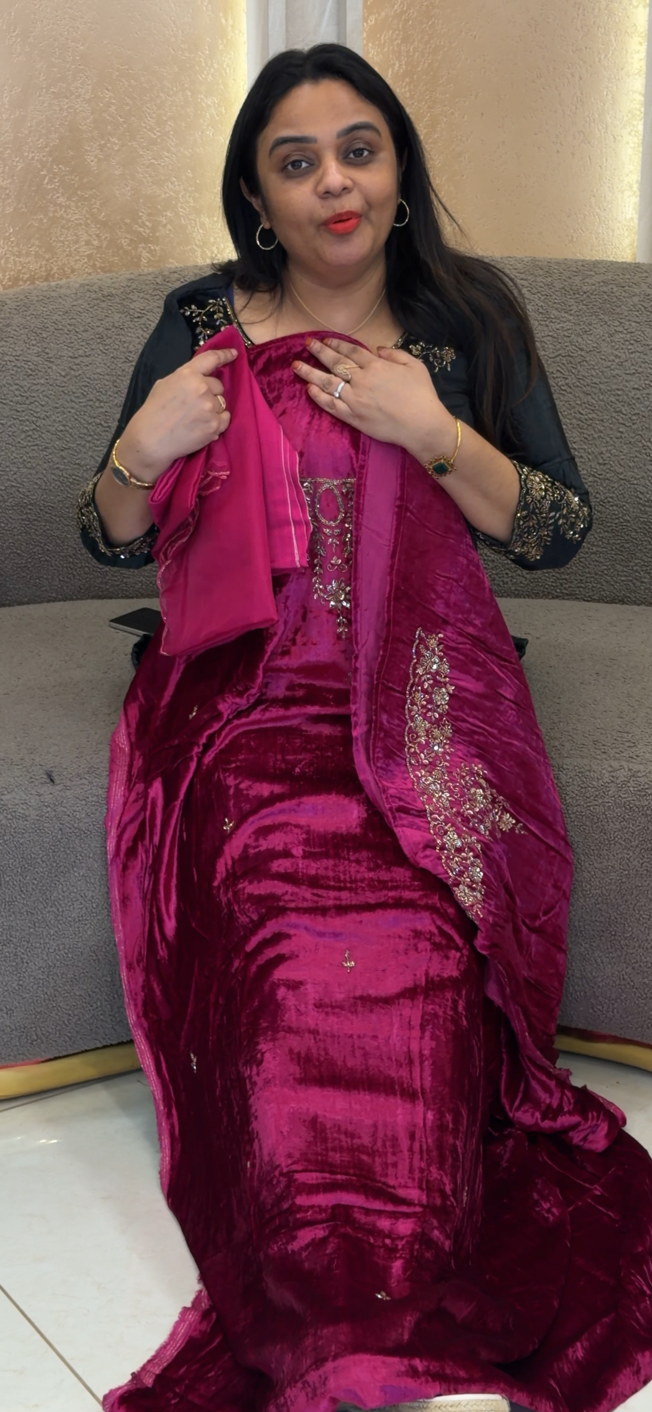 VISCOSE VELVET UNSTITCHED SALWAR SUITS - IHA 33353