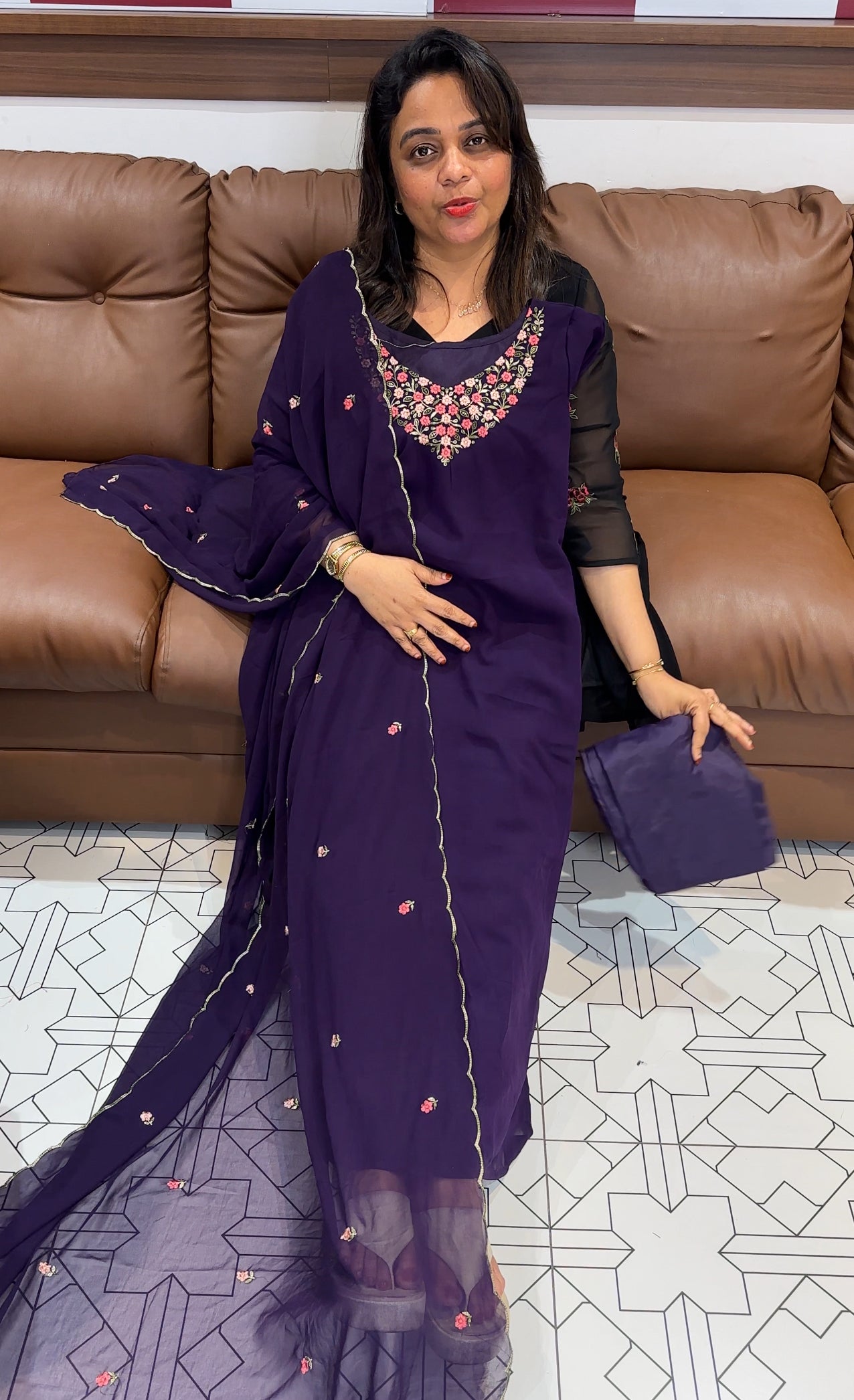IHA'S IN-HOUSE FAUX GEORGETTE TOP BOTTOM AND DUPATTA - IHA 24820