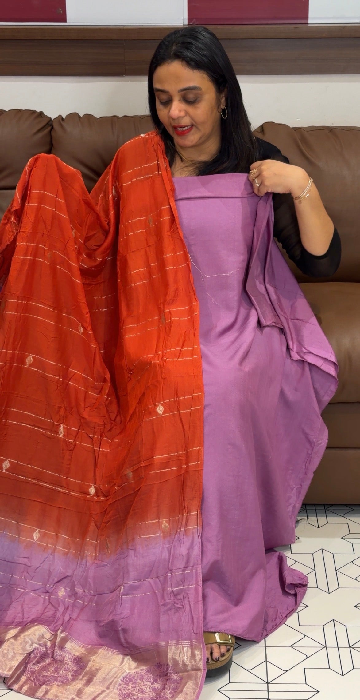 SEMI MUL CHANDERI UNSTITCHED SALWAR - IHA 33258