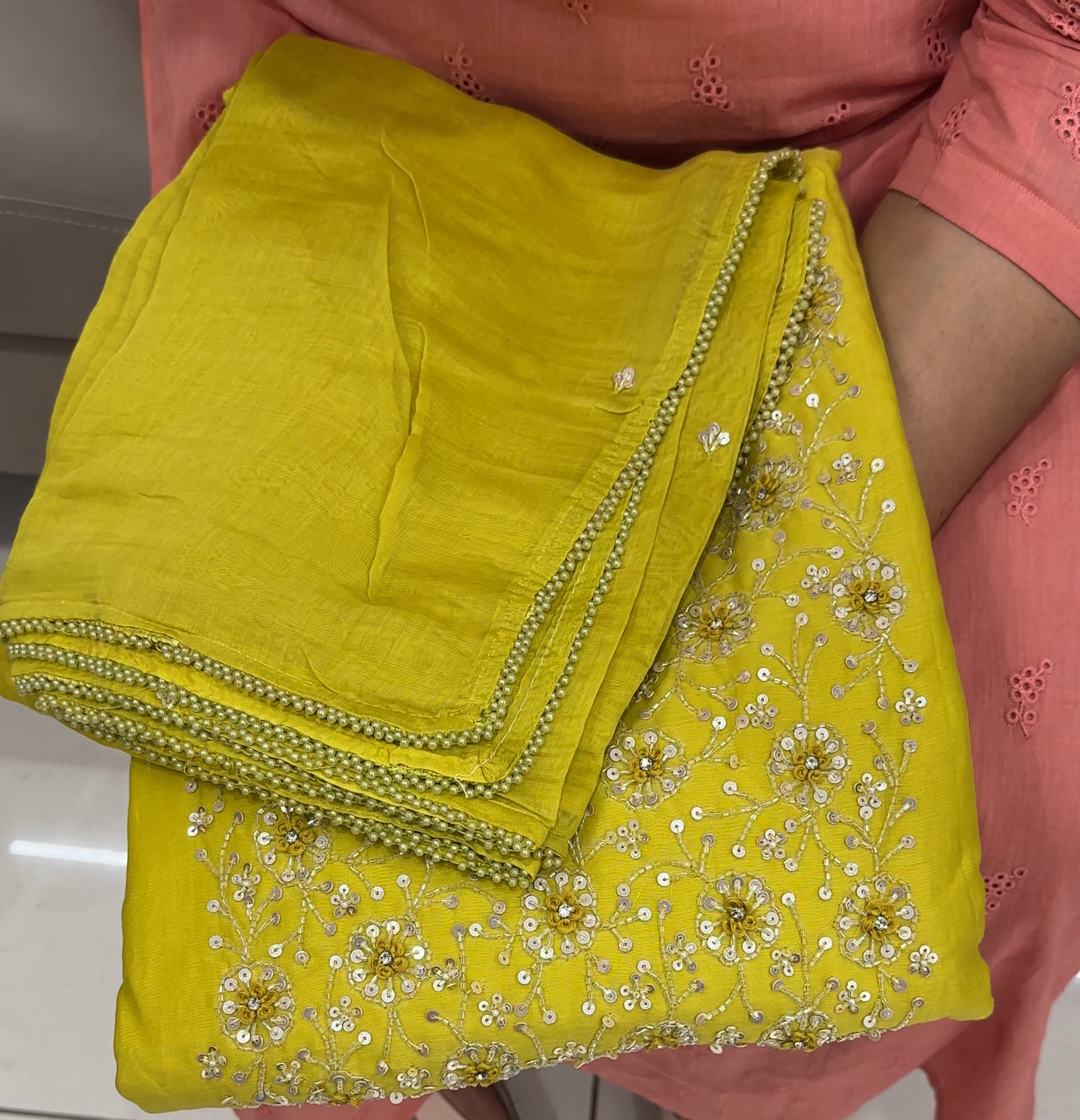 BANARASI CHANDERI UNSTITCHED SALWART SUITS - IHA 27051