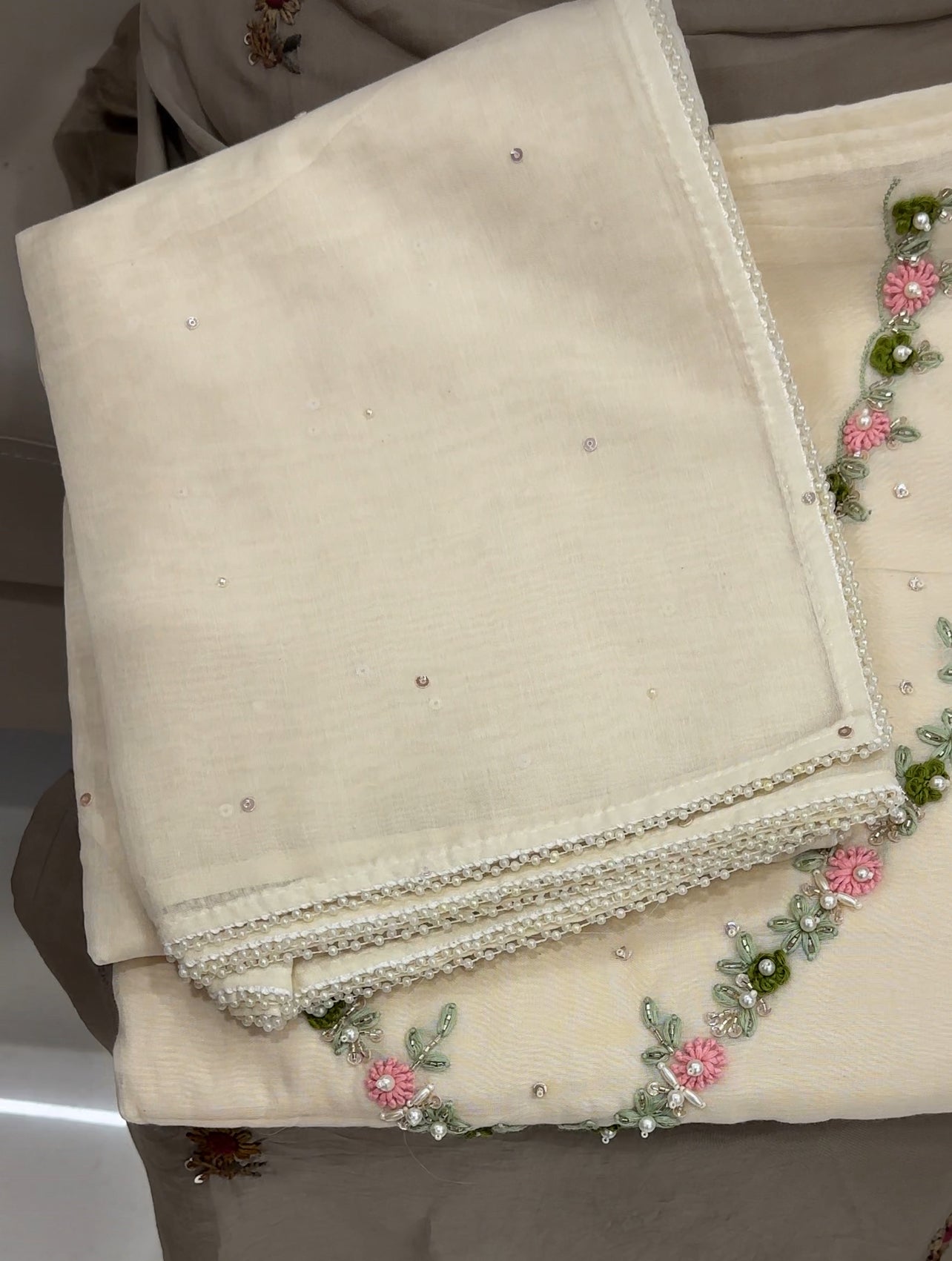 BANARASI CHANDERI UNSTITCHED SALWAR SUITS - IHA 27044