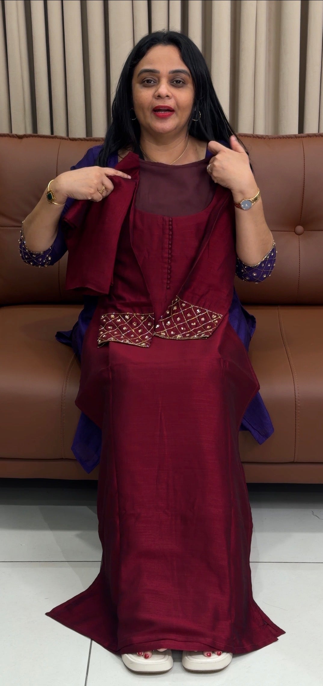 IHA'S IN-HOUSE SEMI RAW SILK SLITTED TOP AND DUPATTA - IHA 34453