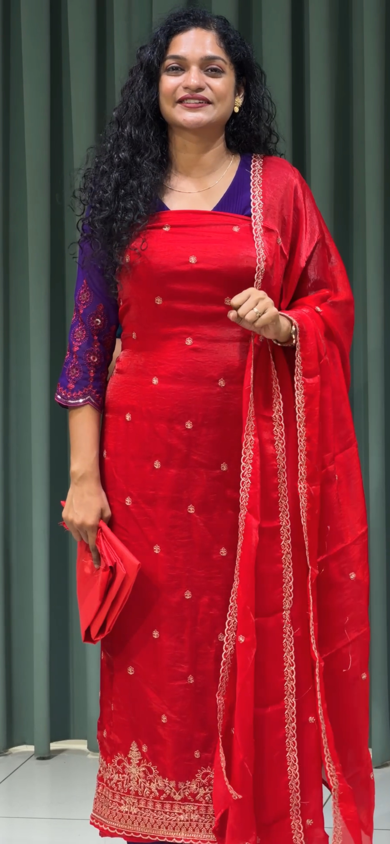VELVET ORGANZA UNSTITCHED SALWAR SUITS - IHA 33717